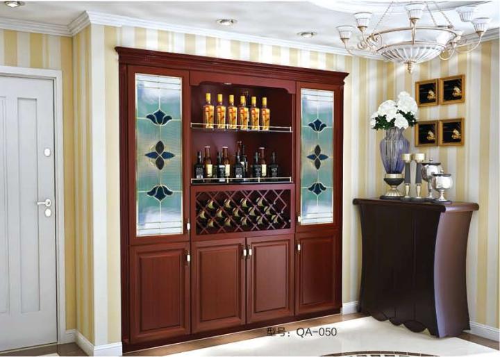 Decorative cabinet glass panel installed in a furniture application
